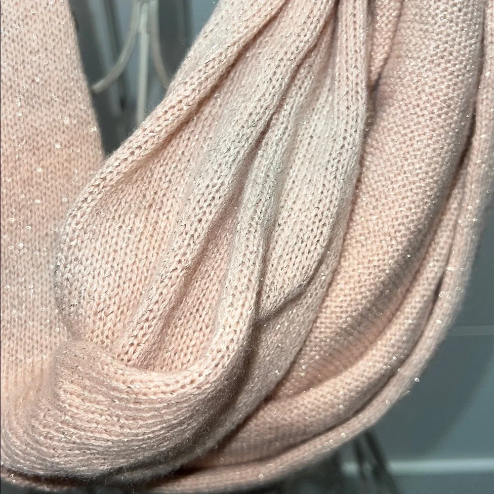 Ann Taylor Light Pink Sparkly Cashmere Blend Infinity Scarf, OS, NEW